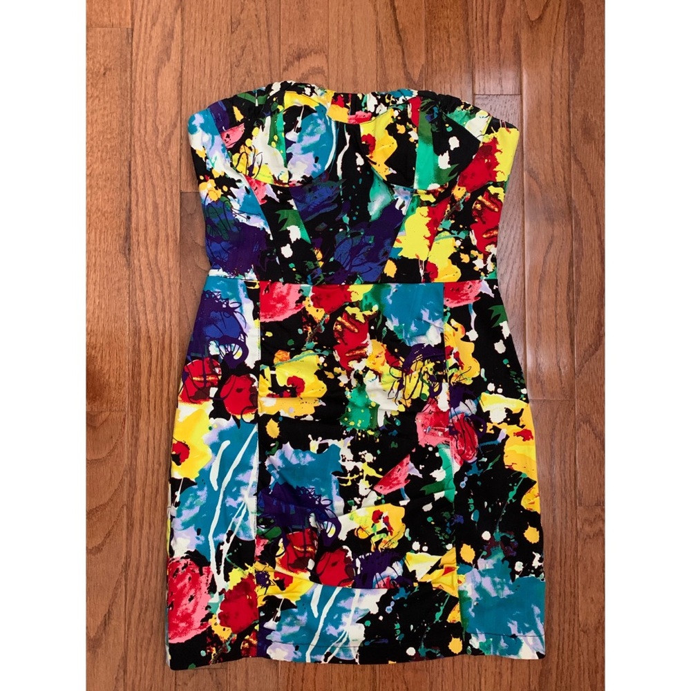 Strapless vibrant/colorful party dress